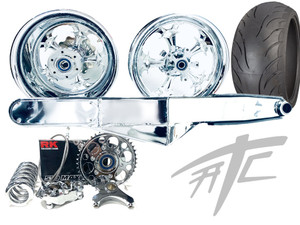 240 FAT TIRE KIT CHROME STREET FIGHTER WHEELS CHROME ARM 22-24 SUZUKI HAYABUSA