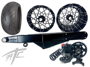 240 FAT TIRE KIT BLACK CONTRAST CUT RONA WHEELS BLACK ARM 09-20 SUZUKI GSXR 1000
