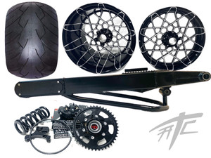 330 FAT TIRE KIT BLACK CONTRAST RONA WHEELS BLACK ARM 06-11 KAWASAKI NINJA ZX-14