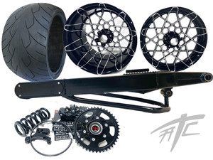 360 FAT TIRE KIT BLACK CONTRAST RONA WHEELS BLACK ARM 01-05 SUZUKI GSXR 600 750