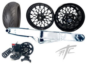 240 FAT TIRE KIT BLACK CONTRAST BANDIT WHEELS CHROME 06-11 KAWASAKI NINJA ZX-14