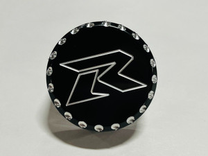 GSXR BLACK CONTRAST DIAMOND CUT "R" ENGRAVED YOKE PLUG 06-07 SUZUKI GSXR 600 750