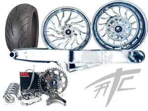 240 FAT TIRE KIT CHROME HELLIAN WHEELS CHROME STEALTH 08-20 SUZUKI GSXR 600 750