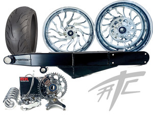 240 FAT TIRE KIT CHROME HELLIAN WHEELS BLACK STEALTH 2009-2014 YAMAHA YZF R1