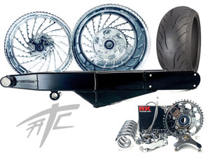 240 FAT TIRE KIT CHROME ICE WHEELS BLACK STEALTH ARM 01-05 SUZUKI GSXR 600 750