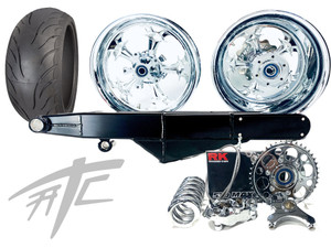 240 FAT TIRE KIT CHROME STREET FIGHTER WHEELS BLACK ARM 99-07 SUZUKI HAYABUSA
