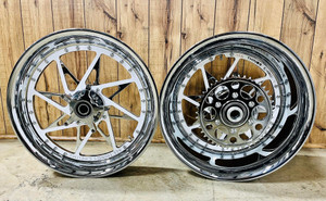 NINJA STOCK SIZE CHROME-WHITE SWITCHBACK WHEELS 06-11 KAWASAKI NINJA ZX-14 NINJA STOCK SIZE CHROME-WHITE SWITCHBACK WHEELS 06-11 KAWASAKI NINJA ZX-14