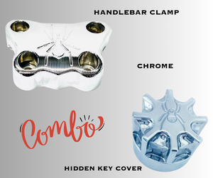 CHROME HANDLEBAR CLAMP & HIDDEN KEY COVER 15-22 CAN-AM SPYDER F3/F3-T/F3-S