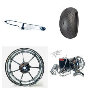 HAYABUSA 360 CHROME FAT TIRE KIT CHROME REPLICA WHEEL 22-24 SUZUKI HAYABUSA