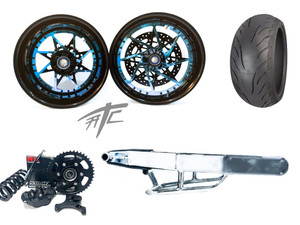 240 FAT TIRE KIT BLACK & BLUE SWITCHBACK CHROME ARM 01-05 SUZUKI GSXR 600 750