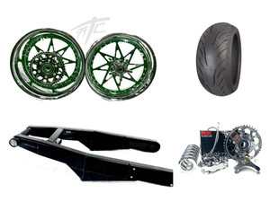 240 FAT TIRE KIT CHROME & GREEN SWITCHBACK BLACK ARM 2022-2024 SUZUKI HAYABUSA