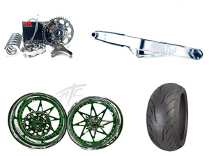 240 FAT TIRE KIT CHROME & GREEN SWITCHBACK CHROME ARM 06-11 KAWASAKI NINJA ZX-14