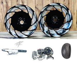 360 BLACK CONTRAST CUT "NINA" FAT TIRE KIT CHROME ARM 2009-2014 YAMAHA YZF R1