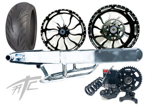 240 FAT TIRE KIT BLACK CONTRAST INFERNO WHEELS CHROME 06-11 KAWASAKI NINJA ZX-14