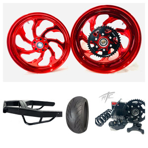 300 FAT TIRE KIT CANDY RED SAMURAI WHEELS BLACK ARM 12-22 KAWASAKI NINJA ZX-14R