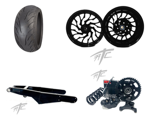 330 OSD FAT TIRE KIT SOLID BLACK "HELLIAN" WHEELS 06-11 KAWASAKI NINJA ZX-14