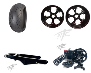 360 OSD KIT SOLID BLACK "STREET FIGHTER" WHEELS BLACK ARM 13-20 SUZUKI HAYABUSA