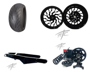 300 OSD FAT TIRE KIT SOLID BLACK "HELLIAN" WHEELS 06-11 KAWASAKI NINJA ZX-14
