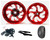 360 KIT WILDER RED "SHARK TOOTH" WHEELS BLACK STEALTH ARM 22-24 SUZUKI HAYABUSA
