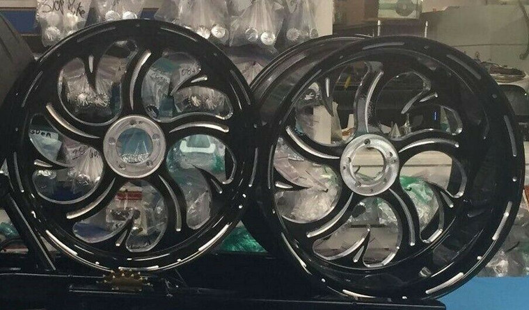 ZX-14 BLACK CONTRAST 360 SHARK TOOTH WHEEL PACKAGE 12-20 Kawasaki