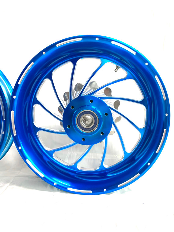 330 FAT TIRE CANDY BLUE TURBO WHEEL PACKAGE 10-15 KAWASAKI NINJA
