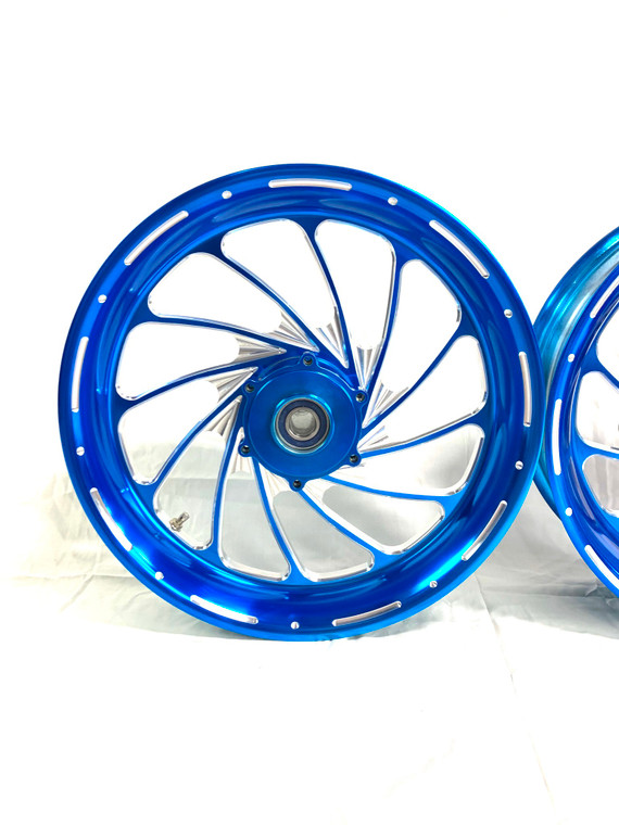 F.A.T. ネイビー　ワーク　JUMBO 360 FAT TIRE CANDY BLUE TURBO WHEEL PACKAGE 12-20 KAWASAKI NINJA