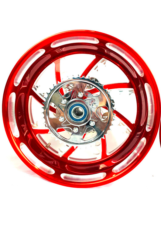 A 300 FAT TIRE CANDY RED CONTRAST PIRANHA WHEELS 06-11 KAWASAKI