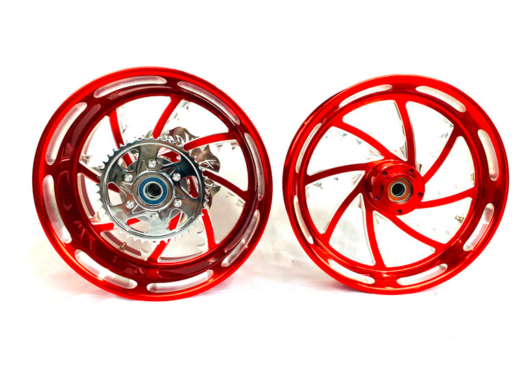 300 FAT TIRE CANDY RED CONTRAST PIRANHA WHEELS 06-11 KAWASAKI