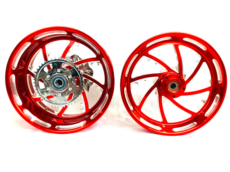 300 FAT TIRE CANDY RED CONTRAST PIRANHA WHEELS 06-11 KAWASAKI