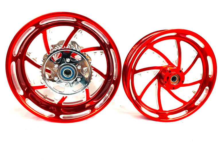 300 FAT TIRE CANDY RED CONTRAST PIRANHA WHEELS 04-10 KAWASAKI