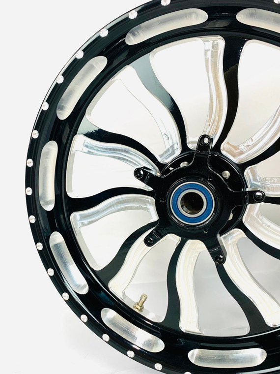 STOCK SIZE BLACK CONTRAST INFERNO WHEELS 06-11 KAWASAKI NINJA ZX