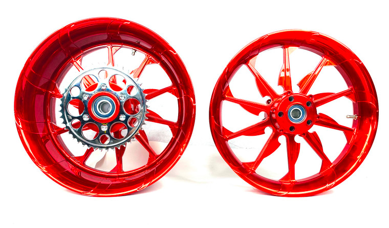 STOCK SIZE SOLID CANDY RED TORNADO WHEELS 12-20 KAWASAKI