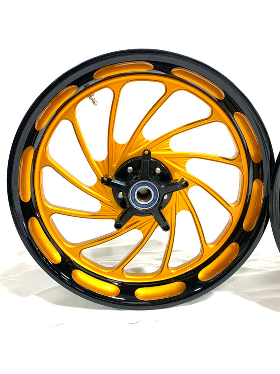 240 FAT TIRE *COLORMATCH* BLACK AND GOLD TURBO WHEELS 04-10