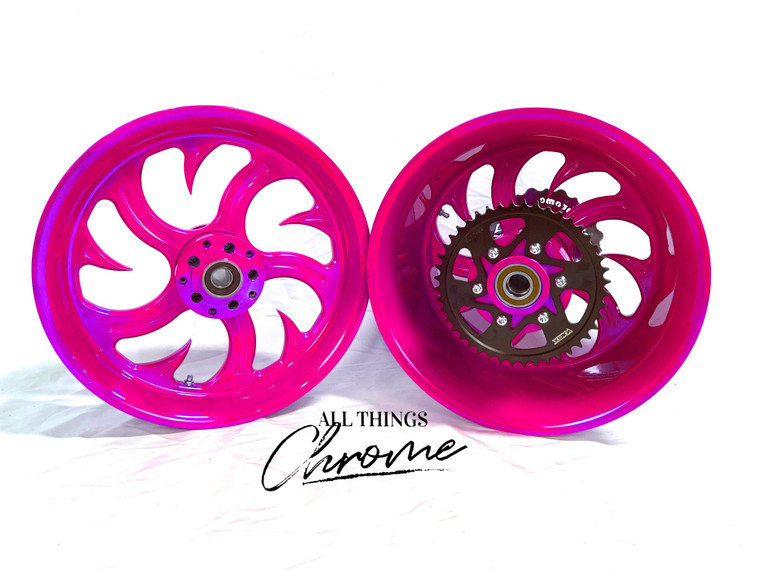 NINJA 300 FAT TIRE CANDY PINK SHARK TOOTH WHEELS 12-20 KAWASAKI