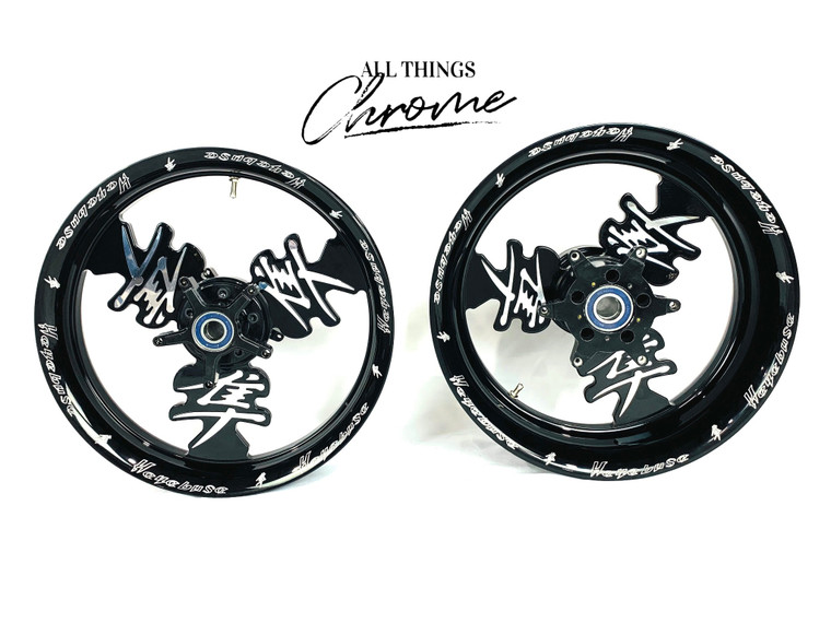 HAYABUSA 300 BLACK CONTRAST CUT KANJI WHEEL PACKAGE 1999-2007 SUZUKI HAYABUSA