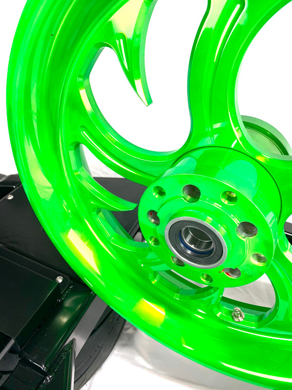 【 sige  】 ZX14 330 FAT TIRE KIT LIME GREEN SHARK TOOTH WHEELS 06-11 KAWASAKI