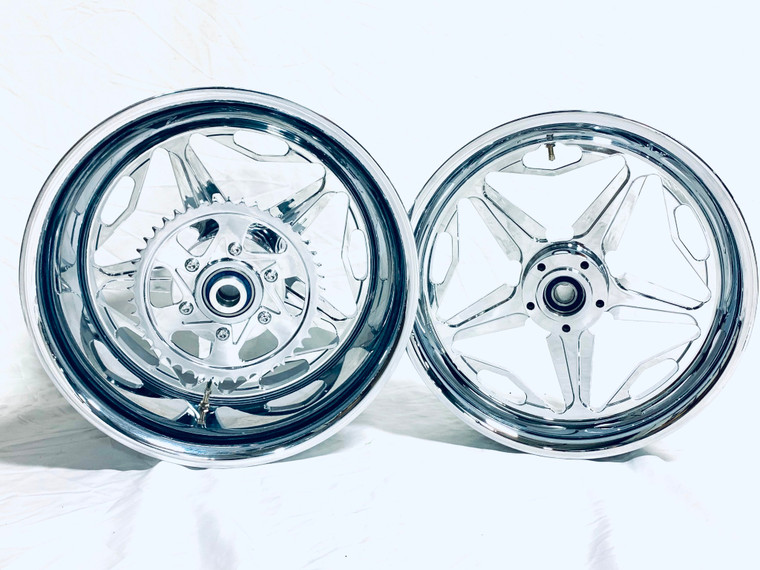 NINJA 300 FAT TIRE CHROME SPEED STAR WHEELS 2004-2010 KAWASAKI