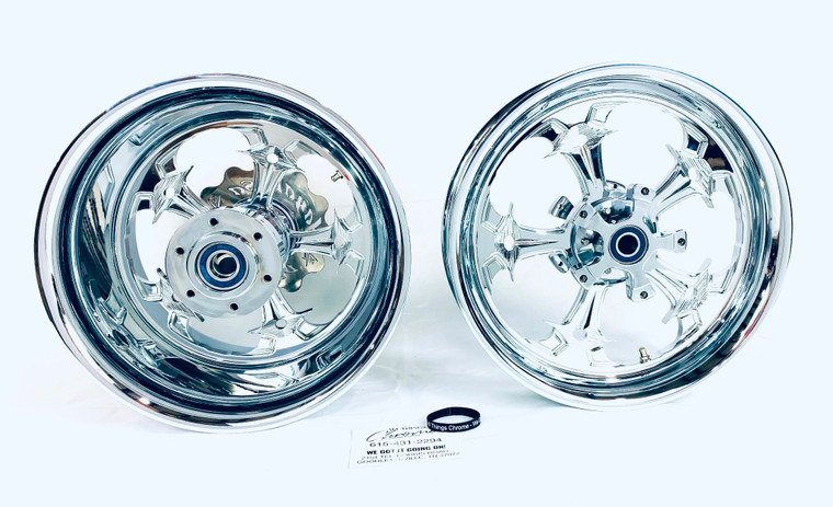 NINJA 300 FAT TIRE CHROME STREET FIGHTER WHEELS 2010-2015 KAWASAKI