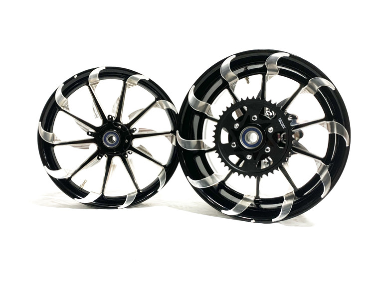 360 FAT TIRE BLACK CONTRAST CUT TORNADO WHEELS 2000-2005 KAWASAKI