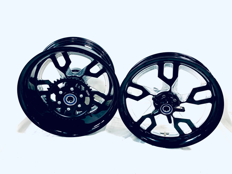 Yuu NINJA 240 BLACK CONTRAST WARLOCK WHEELS FOR 2010-2015 KAWASAKI