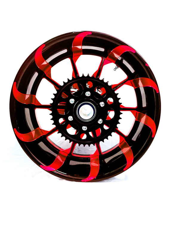 NINJA 300 FAT TIRE BLACK & RED TORNADO WHEELS FOR 06-11 KAWASAKI