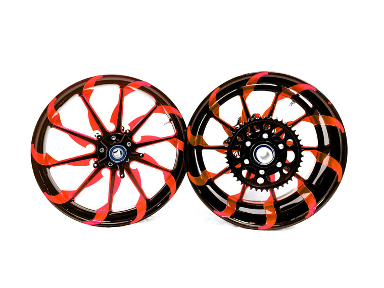 NINJA 300 FAT TIRE BLACK & RED TORNADO WHEELS FOR 12-20 KAWASAKI