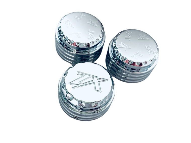 ZX-14 CHROME DIAMOND CUT FORK AND YOKE CAPS 2006-2011 KAWASAKI