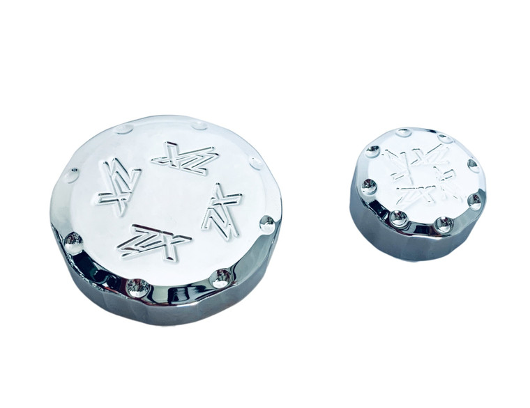 ZX14 CHROME ZX ENGRAVED CLUTCH & BRAKE RESERVOIR CAP 06-11
