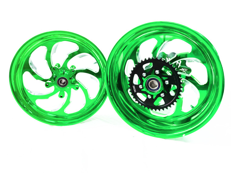 NINJA 300 FAT TIRE CANDY GREEN SAMURAI WHEELS 06-11 KAWASAKI NINJA