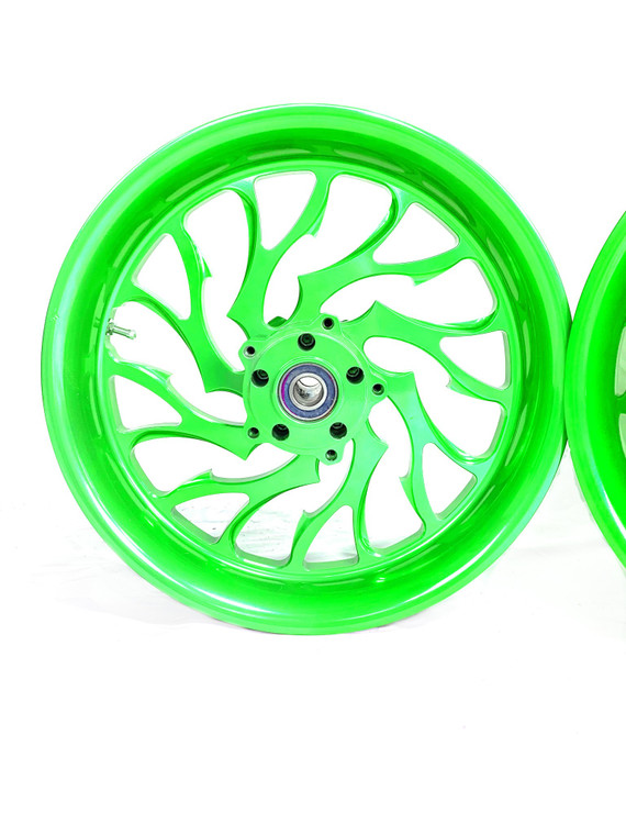 NINJA STOCK SIZE NEON GREEN HELLIAN WHEELS 00-05 KAWASAKI NINJA ZX