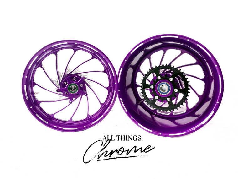 NINJA 300 FAT TIRE PURPLE CONTRAST CUT TURBO WHEELS 10-15 KAWASAKI 