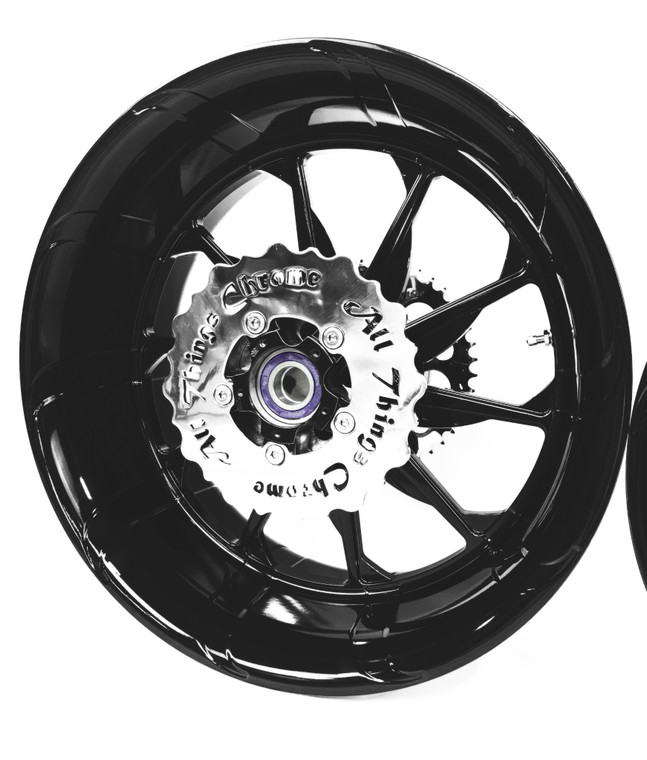 NINJA 360 FAT TIRE SOLID BLACK TORNADO WHEELS 04-10 KAWASAKI NINJA