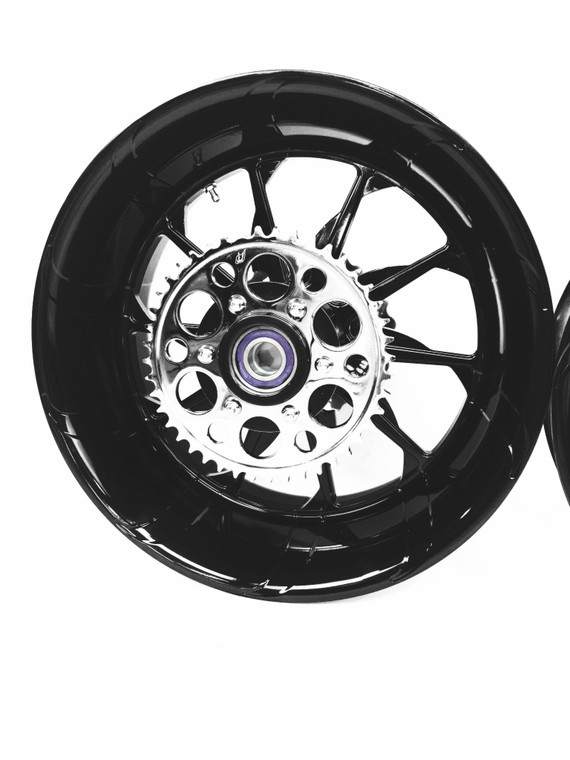 ののの NINJA 300 FAT TIRE SOLID BLACK TORNADO WHEELS 06-11 KAWASAKI