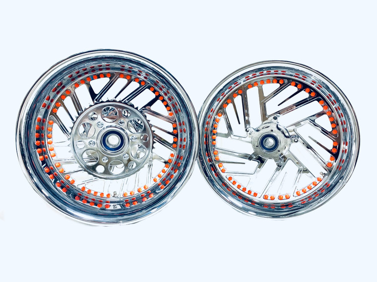 (^^)様 NINJA 240 FAT TIRE KIT ORANGE/CHROME TWIST IT WHEELS 06-11